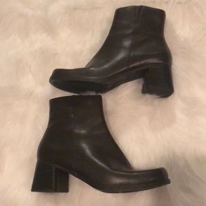 Brown faux leather booties in size 6.5